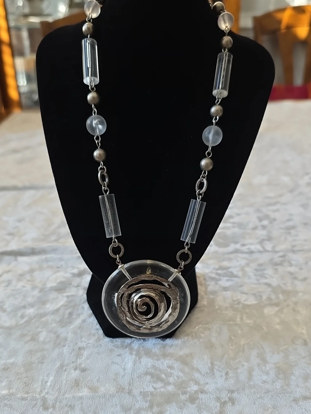 Vintage Lucite & Metal Statement Necklace